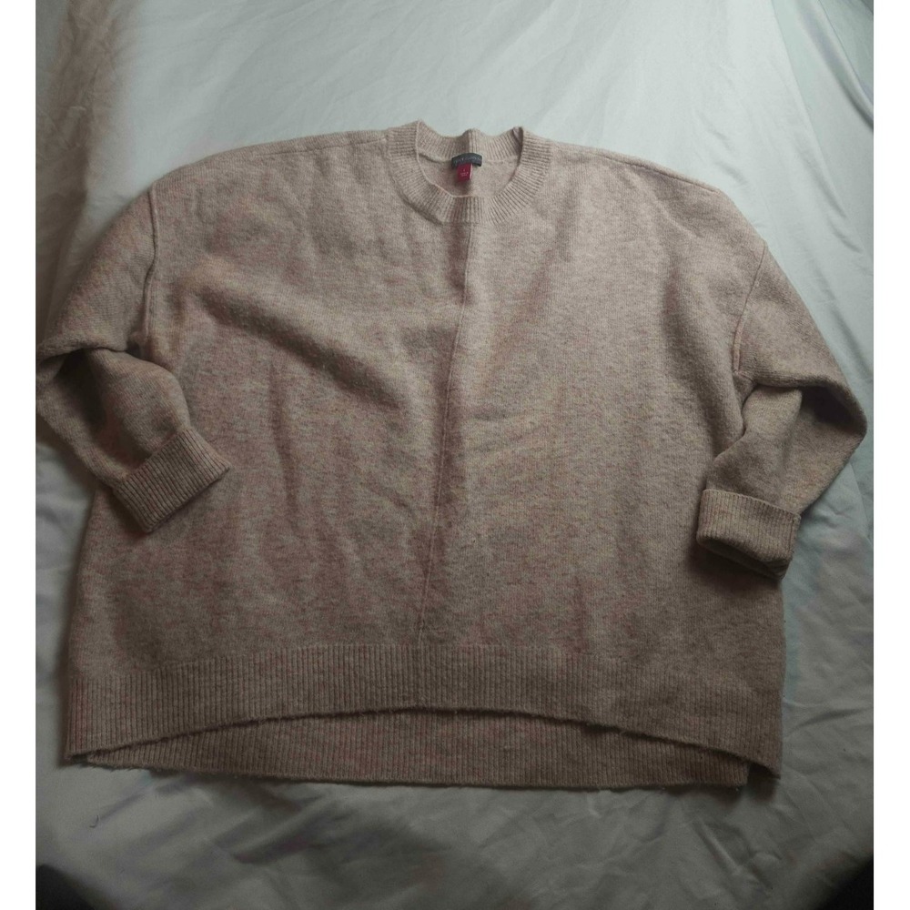 Vince Camuto Sweater Womens L Beige Librarian Chic Coastal Quiet Luxe Minimalist